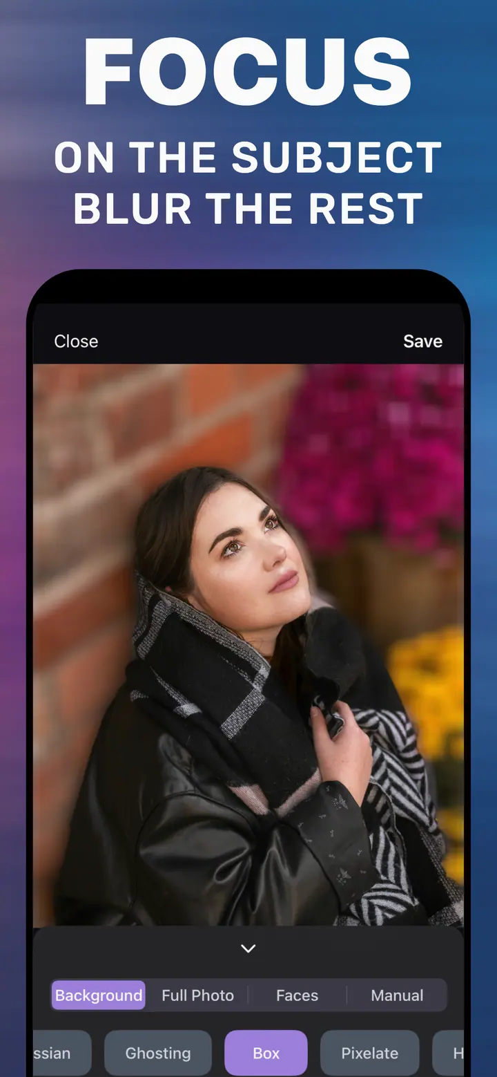 Profile-style photo with a blurred background created in How to Blur Photo