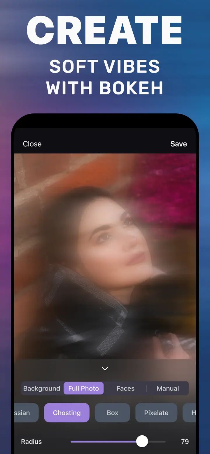 Ghosting style creating a soft bokeh-like background in How to Blur Photo