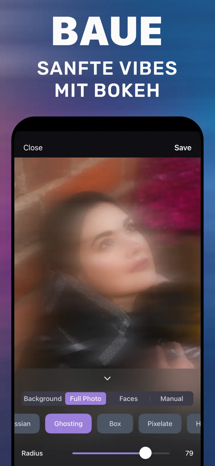 Stil Ghosting auf dem ganzen Foto: weicher, verträumter Look